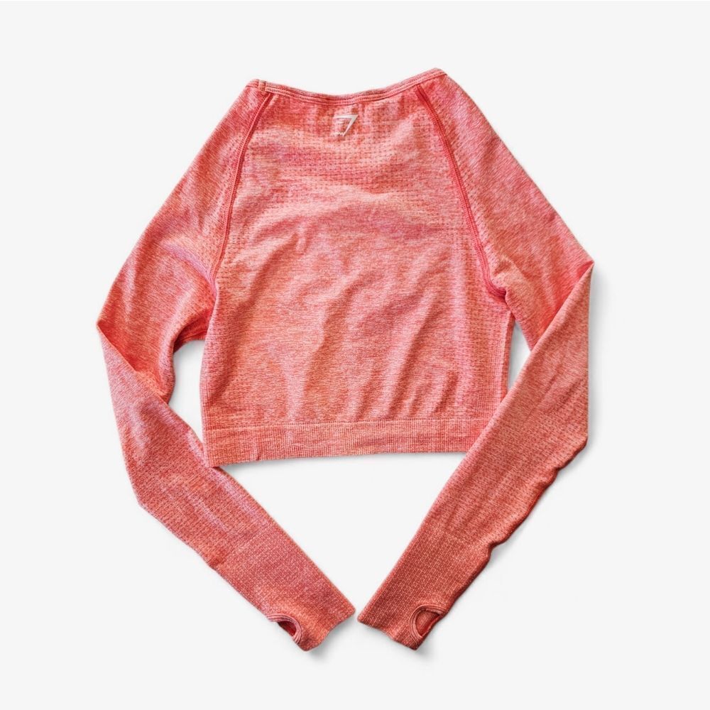 NWT Gymshark Vital Seamless Compression Long Sleeve Crop Top in Coral Marl M - Picture 4 of 13